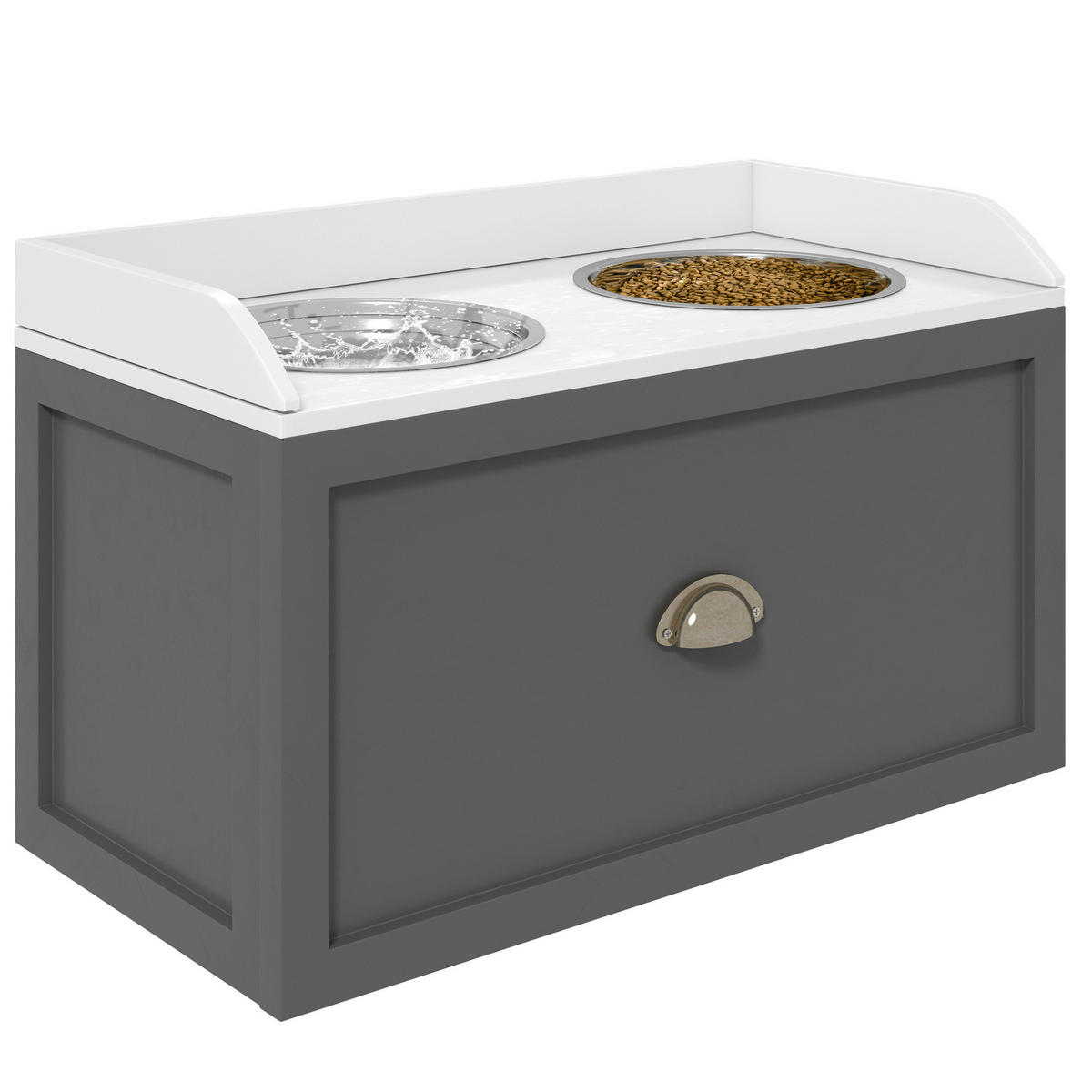 PawHut Hundenapf grau MDF B/H/L: ca. 30x36x60 cm Hundenapf - grau (60,00/30,00/36,00cm) - PawHut