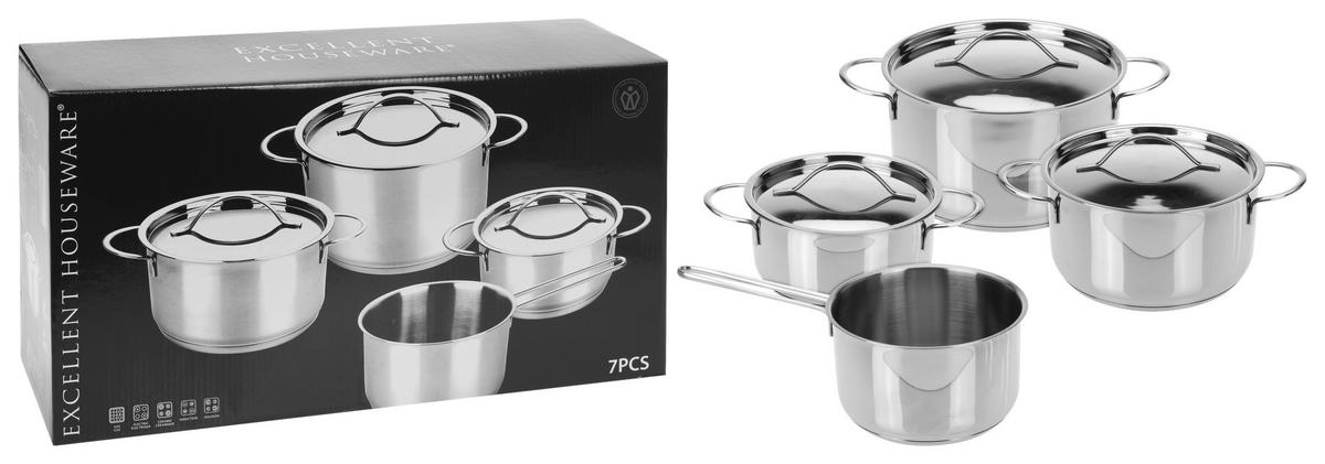Topfset silber Edelstahl 7 tlg. Topfset_7tlg. - silber