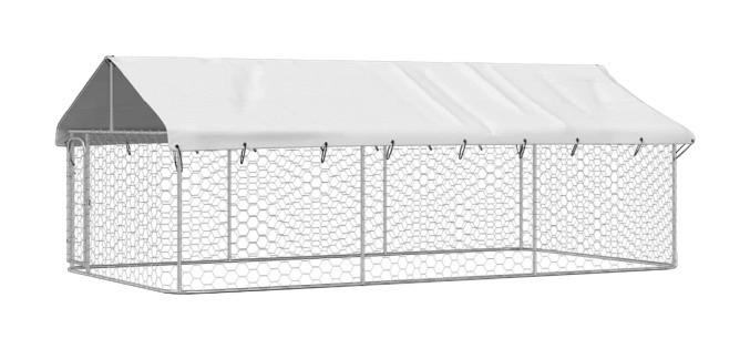vidaXL Hundezwinger silber Stahl B/H/L: ca. 200x150x400 cm Hundezwinger - silber (400,00/200,00/150,00cm) - vidaXL