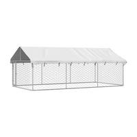 vidaXL Hundezwinger silber Stahl B/H/L: ca. 200x150x400 cm Hundezwinger - silber (400,00/200,00/150,00cm) - vidaXL