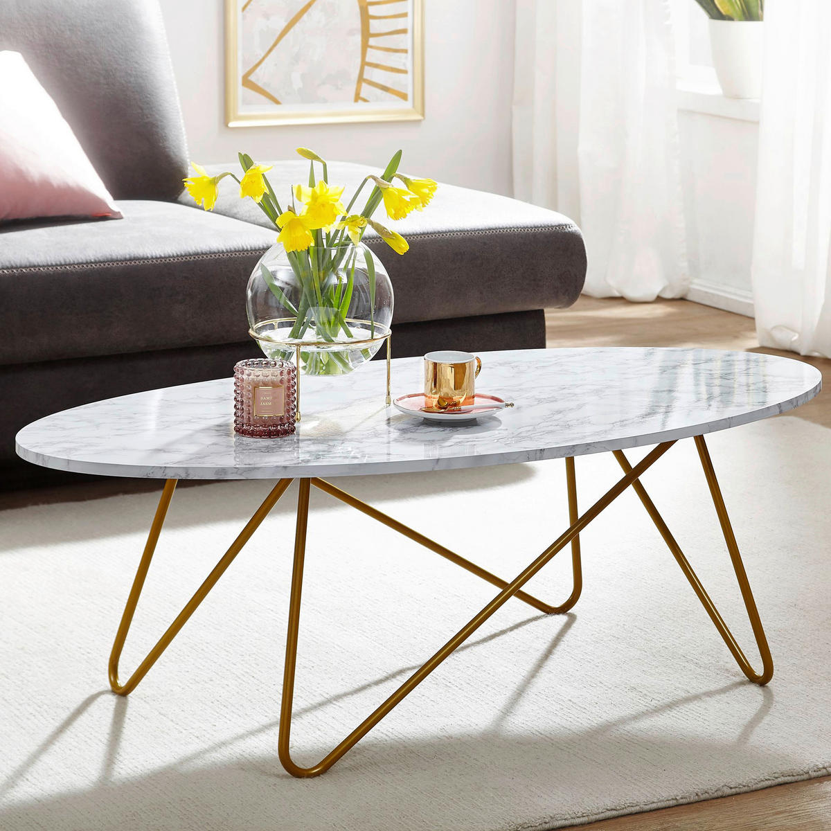 Couchtisch weiß B/H/T: ca. 120x40x60 cm Couchtisch - weiß (120,00/40,00/60,00cm) - Wohnling