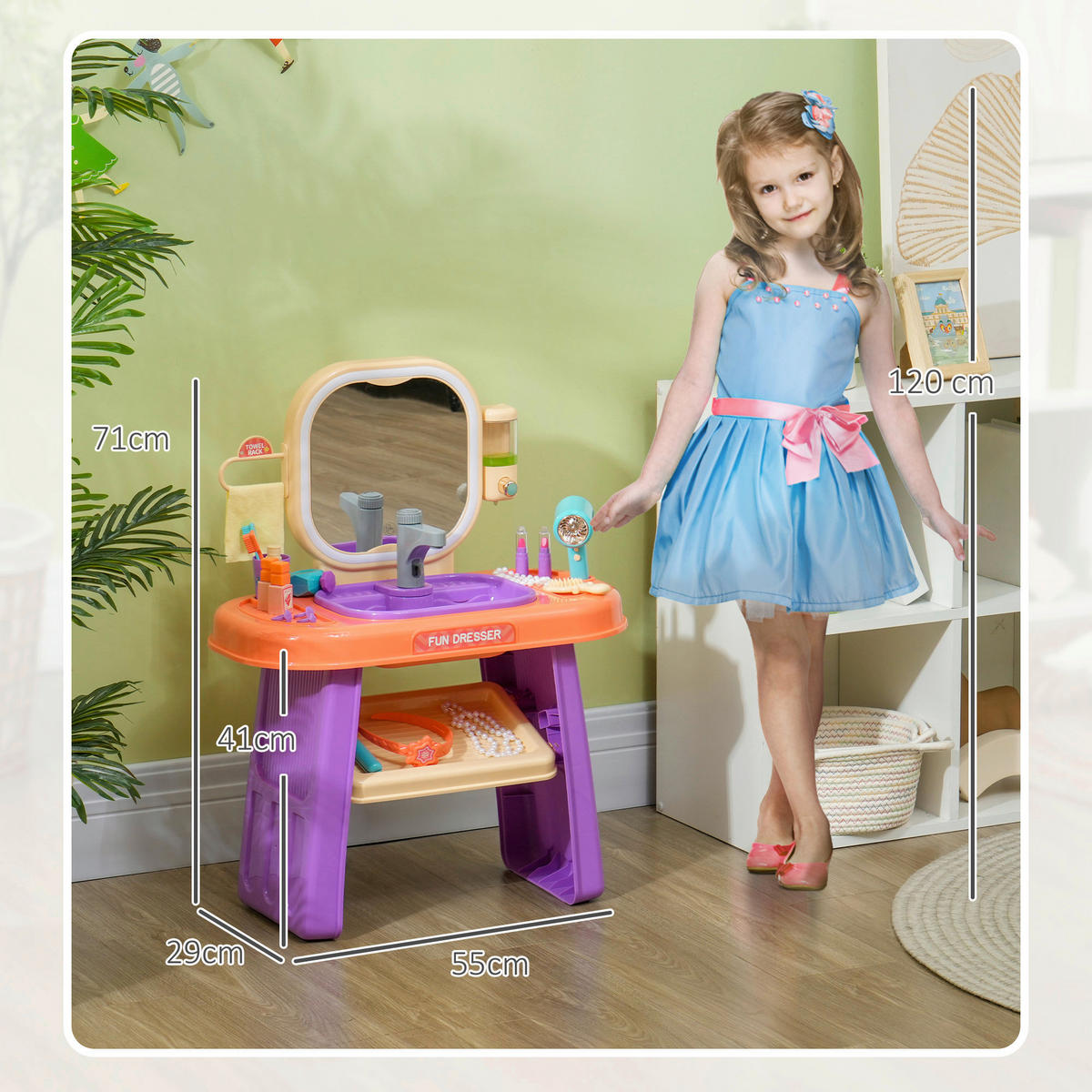 AIYAPLAY Kinder Schminktisch Set B/H/L: ca. 29x71x55 cm Kinder Schminktisch Set - violett (55,00/29,00/71,00cm) - AIYAPLAY