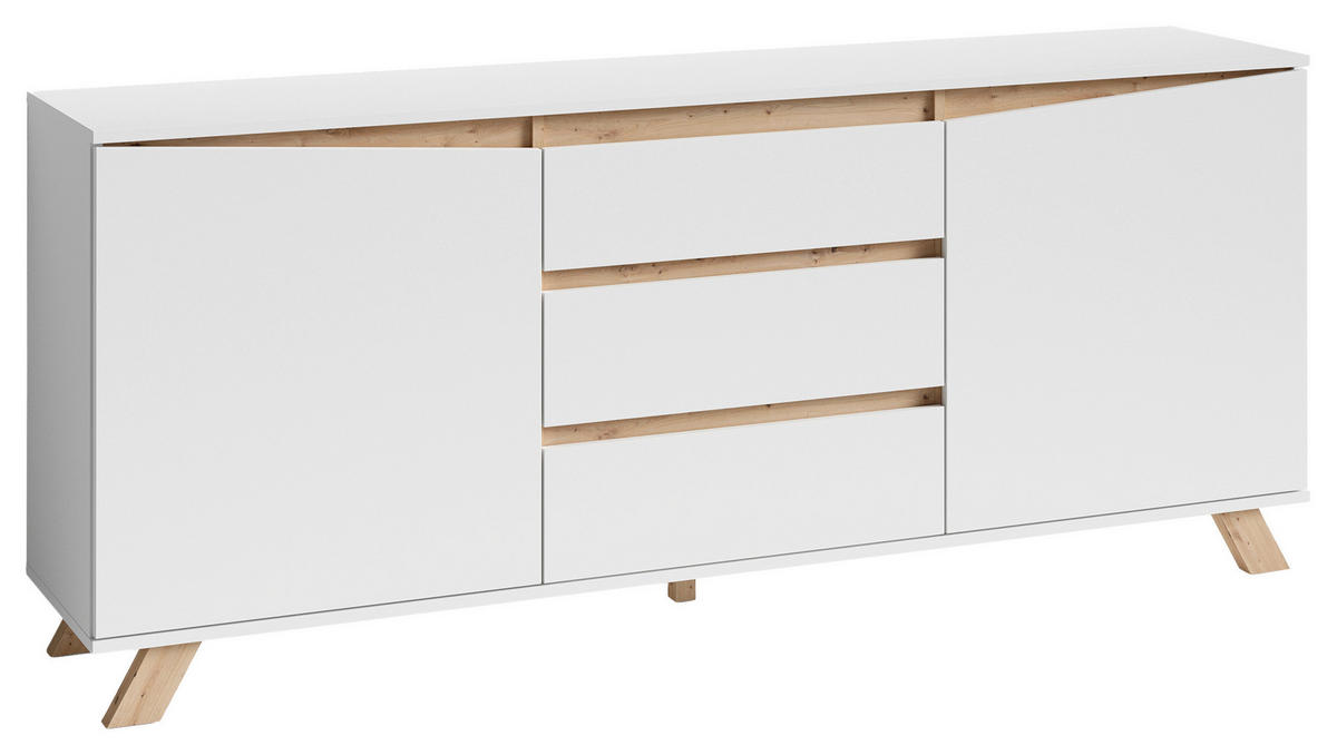 Sideboard VALENTIN weiß Eiche Nachbildung B/H/T: ca. 180x80x38 cm VALENTIN - Eiche/weiß (180,00/80,00/38,00cm) - byLIVING