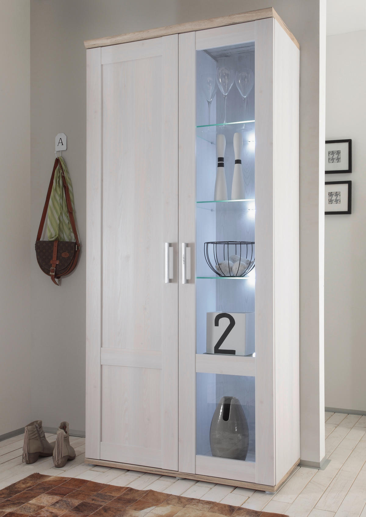 Vitrine Romance Sibiu Lärche Nachbildung San-Remo Nachbildung B/H/T: ca. 93x202x46 cm Romance - (93,00/202,00/46,00cm)