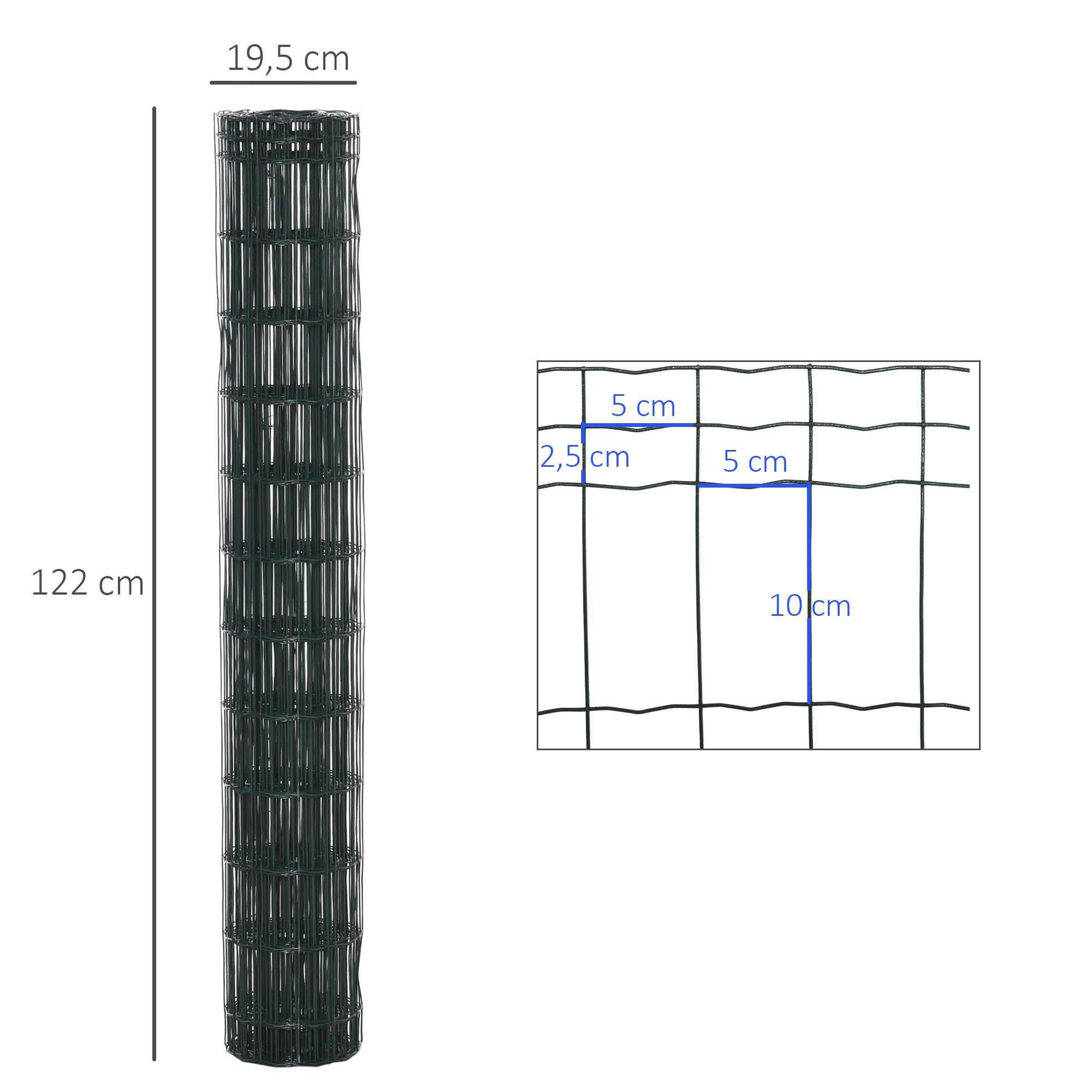 PawHut Maschendraht dunkelgrün B/H/L: ca. 0,21x1000x122 cm Maschendraht - dunkelgrün (122,00/0,21/1000,00cm) - PawHut