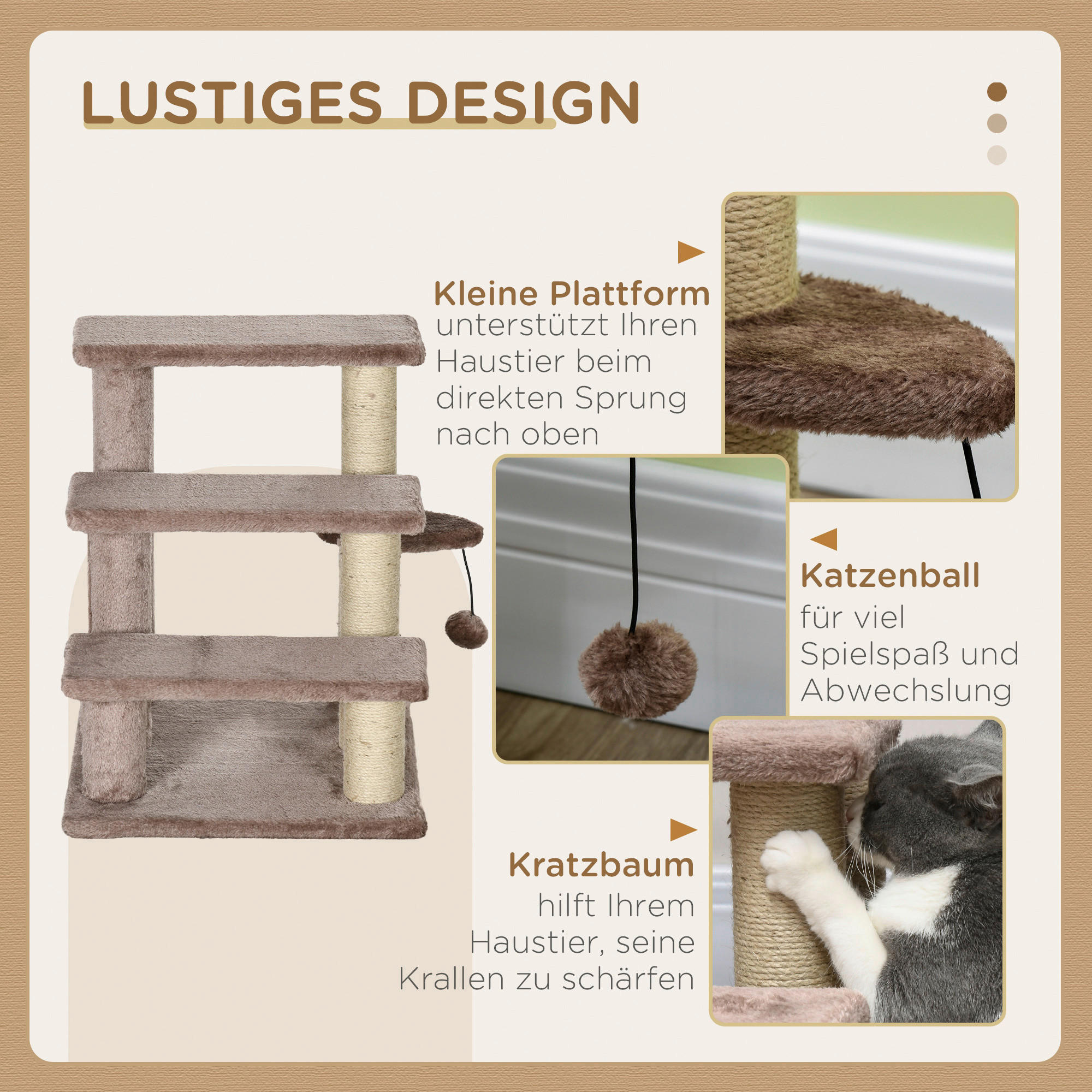 Thumbnail - PawHut Katzentreppe braun Spanplatte B/H/L: ca. 40x48x45 cm