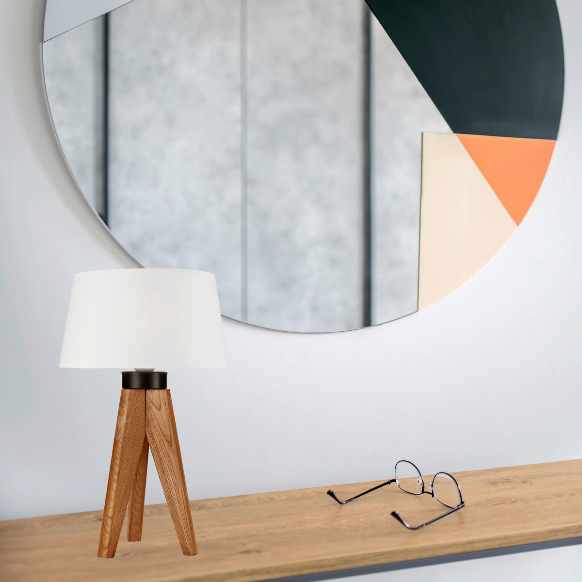 Lamkur Tischlampe Eiche rustikal Holz Stahl B/H/L: ca. 34x38x38 cm E27 1 Brennstellen Aida - Eiche/rustikal (38,00/34,00/38,00cm) - Lamkur