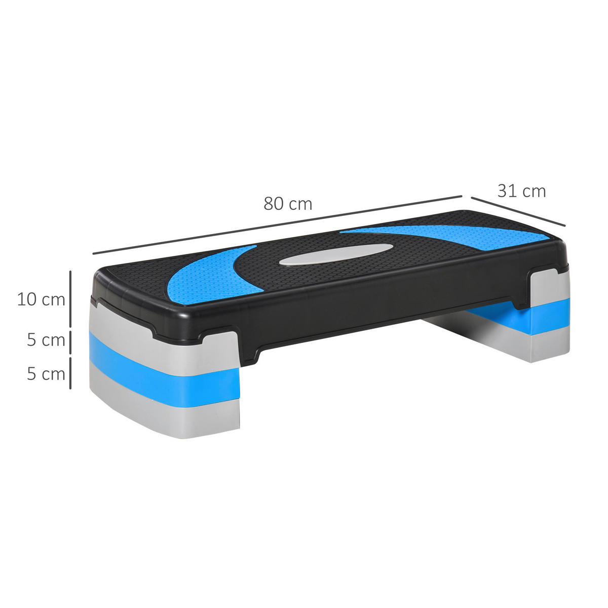 HOMCOM Steppbrett schwarz Kunststoff B/H/L: ca. 31x20x80 cm Steppbrett - hellblau/schwarz (80,00/31,00/20,00cm) - HOMCOM
