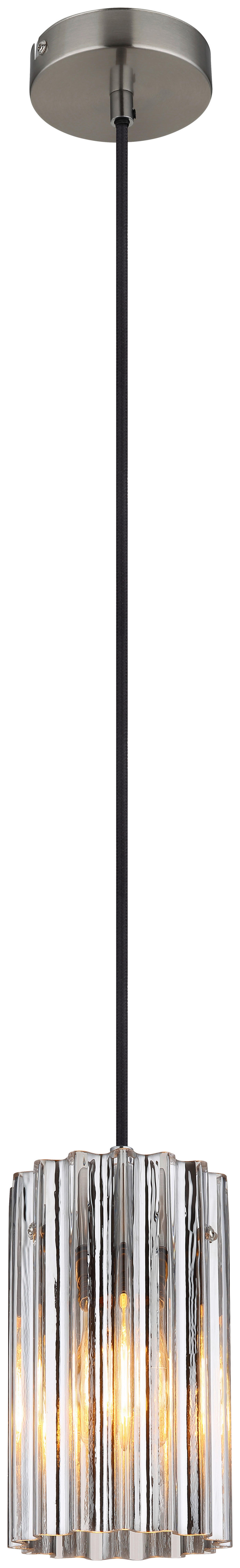 GLOBO Pendelleuchte CAYDEN 15747H schwarz klar nickel Glas Metall Kunststoff H/D: ca. 120x11,5 cm E27 1 Brennstellen CAYDEN - klar/nickel (11,50/120,00cm) - GLOBO