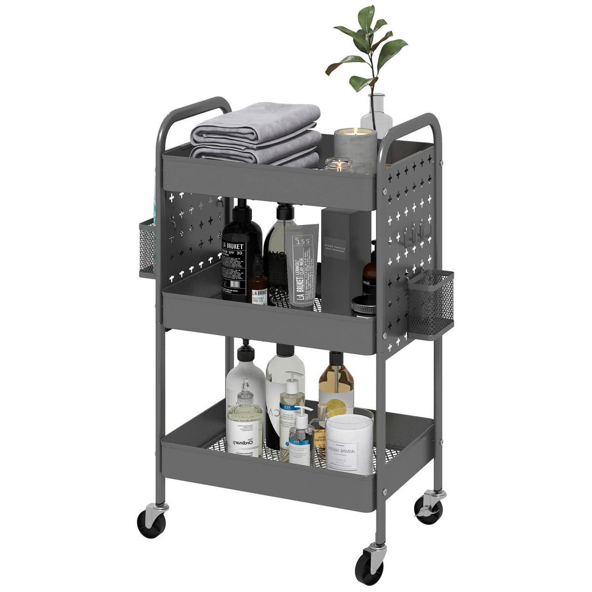HOMCOM Küchenwagen dunkelgrau Polypropylen B/H/L: ca. 30,5x53,5x75 cm Küchenwagen - dunkelgrau (75,00/30,50/53,50cm) - HOMCOM