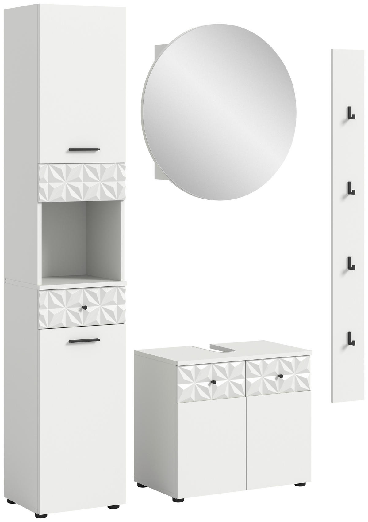 Badezimmer-Set Prisma weiß B/H/T: ca. 91x187x37 cm Prisma - weiß (91,00/187,00/37,00cm) - xonox.home