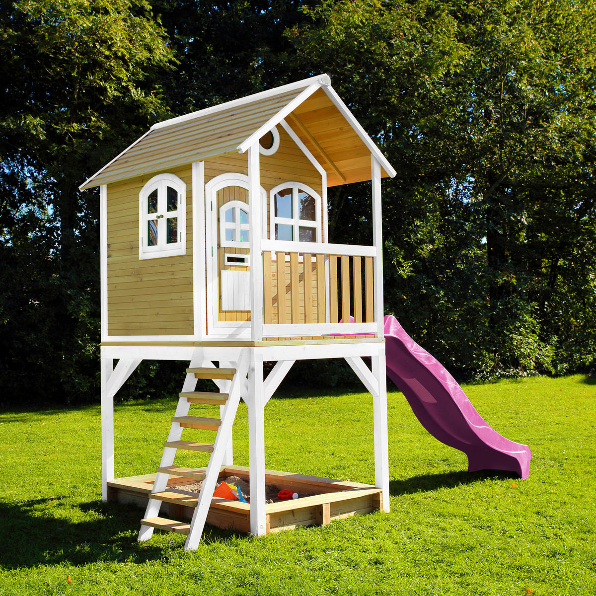 AXI Spielhaus Sarah braun B/H/L: ca. 370x291x191 cm Sarah - braun/lila (191,00/370,00/291,00cm) - AXI