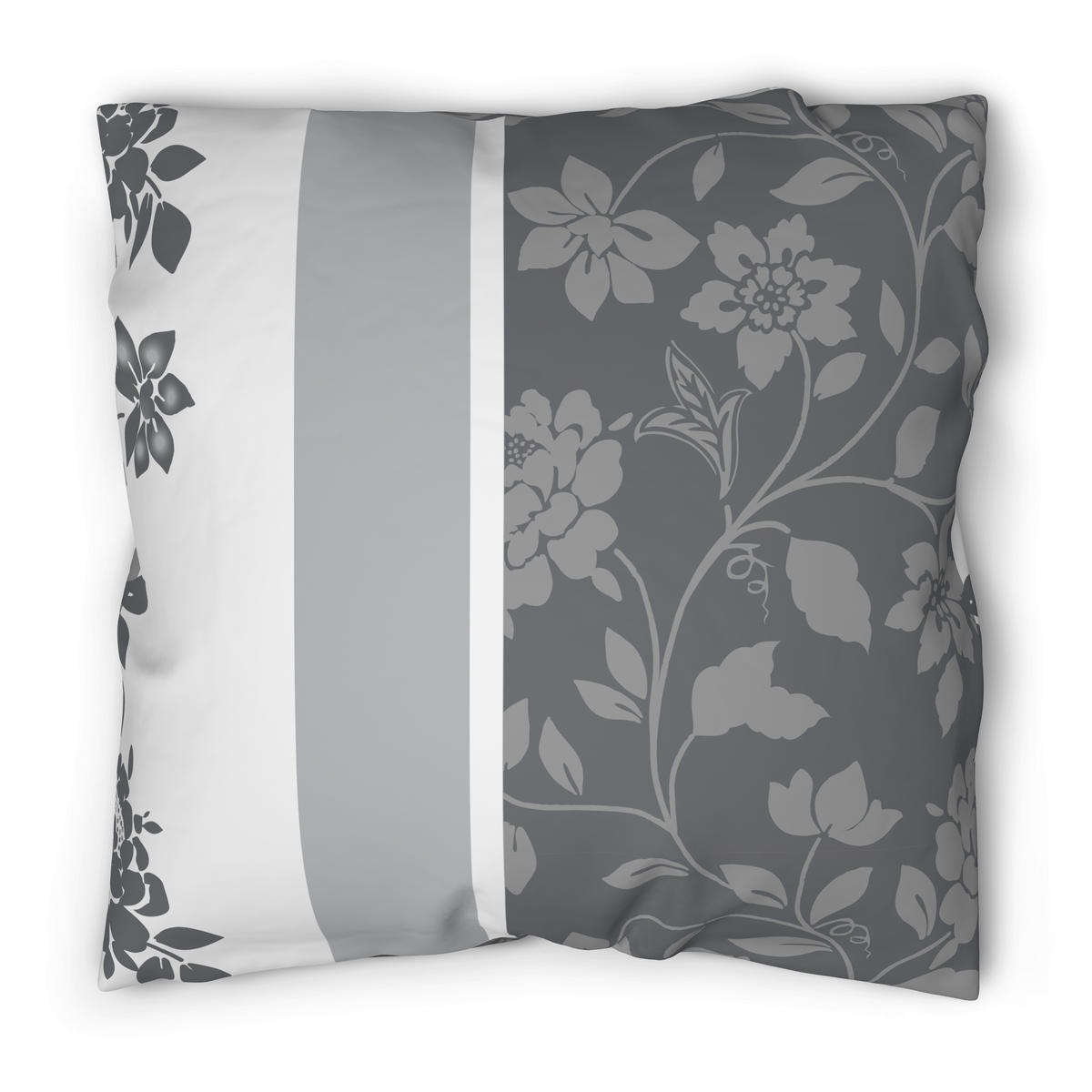 Baumwoll Bettwäsche Biber Bettwäsche_Biber Blumen 135x200cm - grau (135,00/200,00cm)