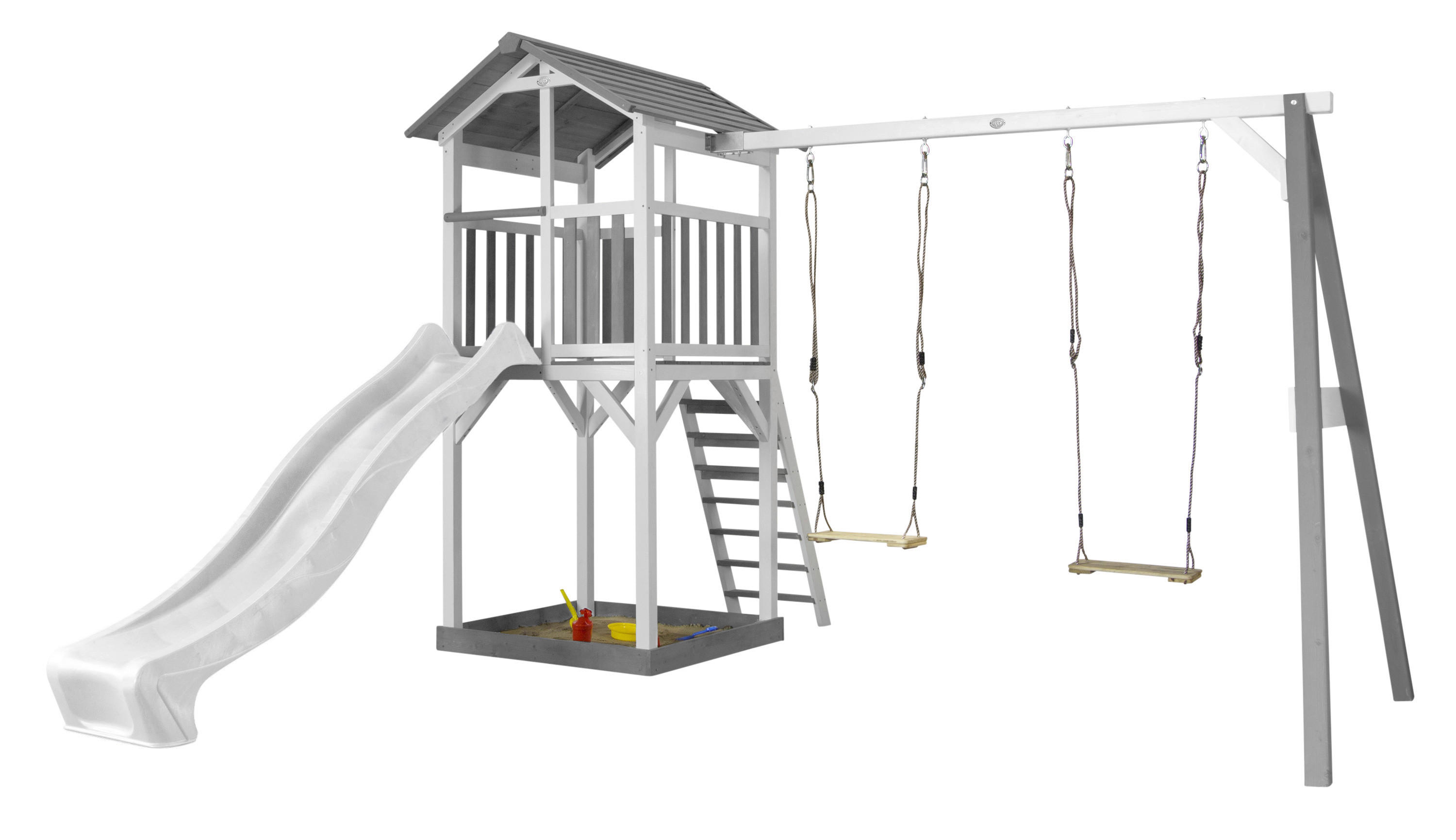 AXI Spielturm Beach Tower grau B/H/T: ca. 356,6x241,9x349 cm Beach Tower - weiß/grau (356,60/241,90/349,00cm) - AXI