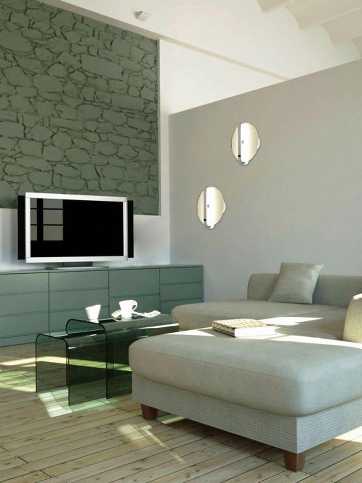 Näve Leuchten LED Wandleuchte NV1191559 silber Metall Glas H/D: ca. 22x20 cm 1 Brennstellen Lucca - silber (20,00/22,00cm) - Näve Leuchten