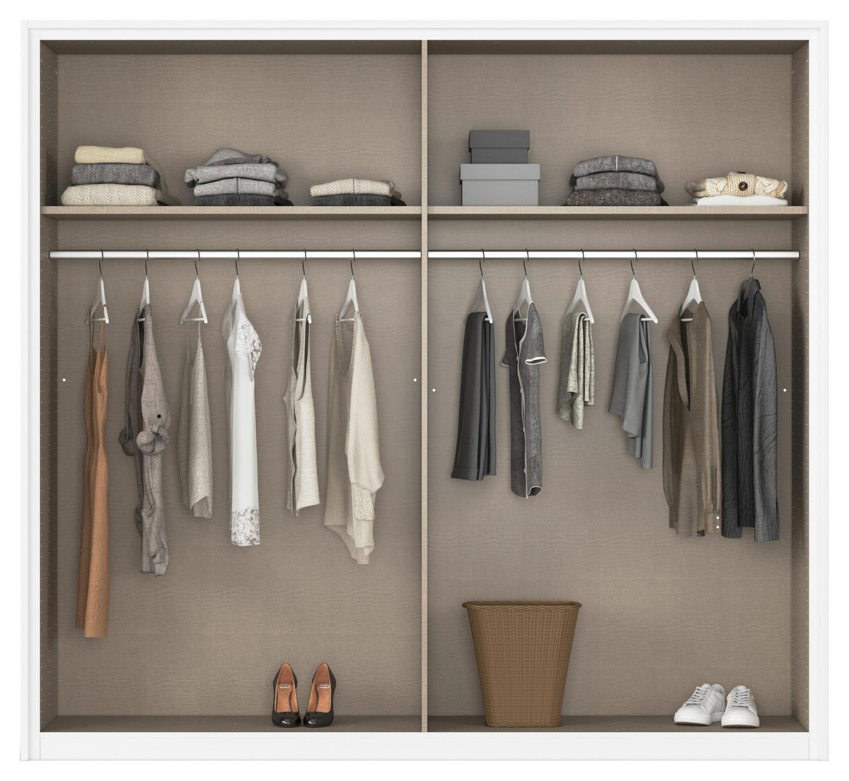Kleiderschrank Oslo Alpinweiß grau B/H/T: ca. 218x210x59 cm Oslo - Alpinweiß/grau (218,00/210,00/59,00cm)