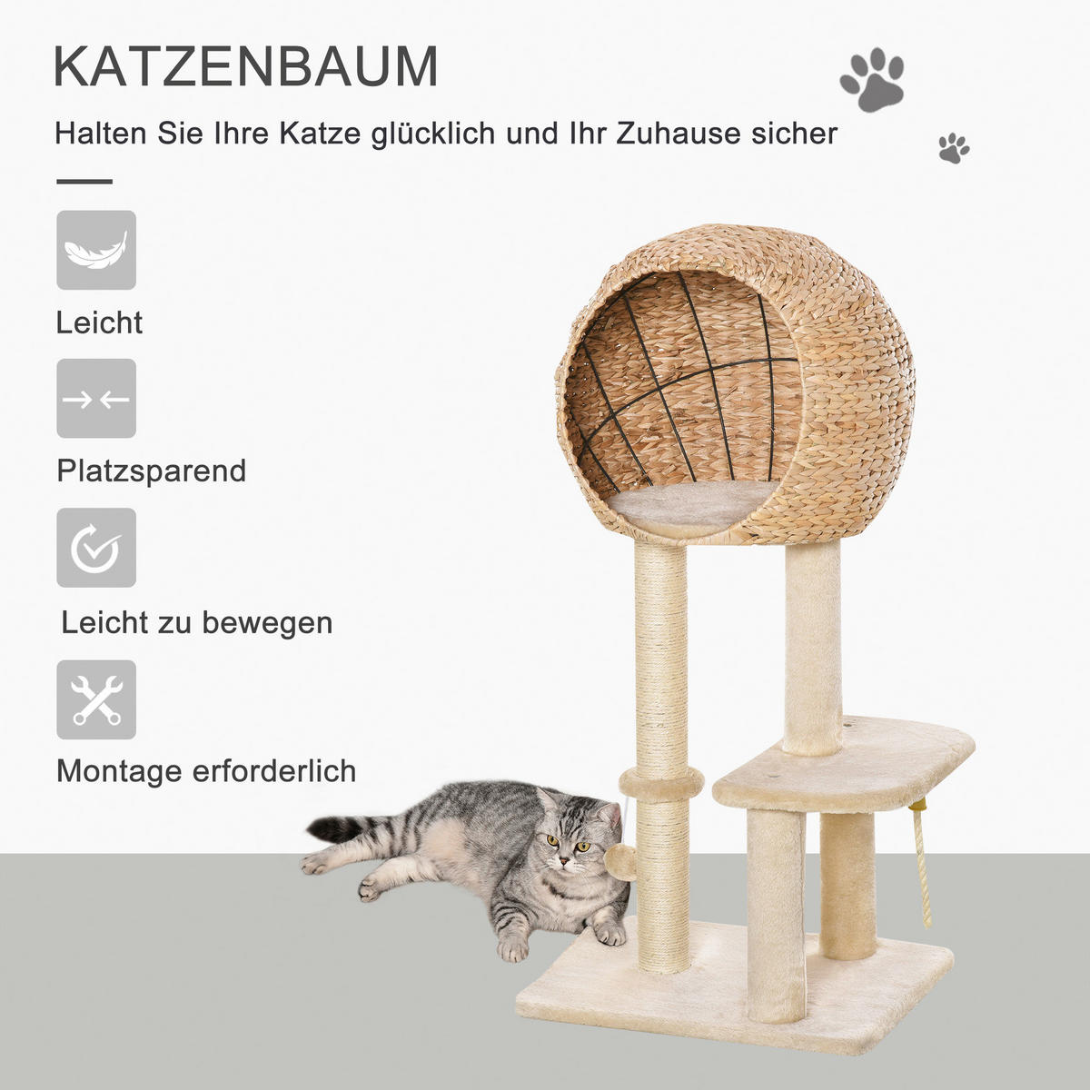 PawHut Kratzbaum beige Polypropylen B/H/L: ca. 40x48x100 cm Kratzbaum - beige (100,00/40,00/48,00cm) - PawHut