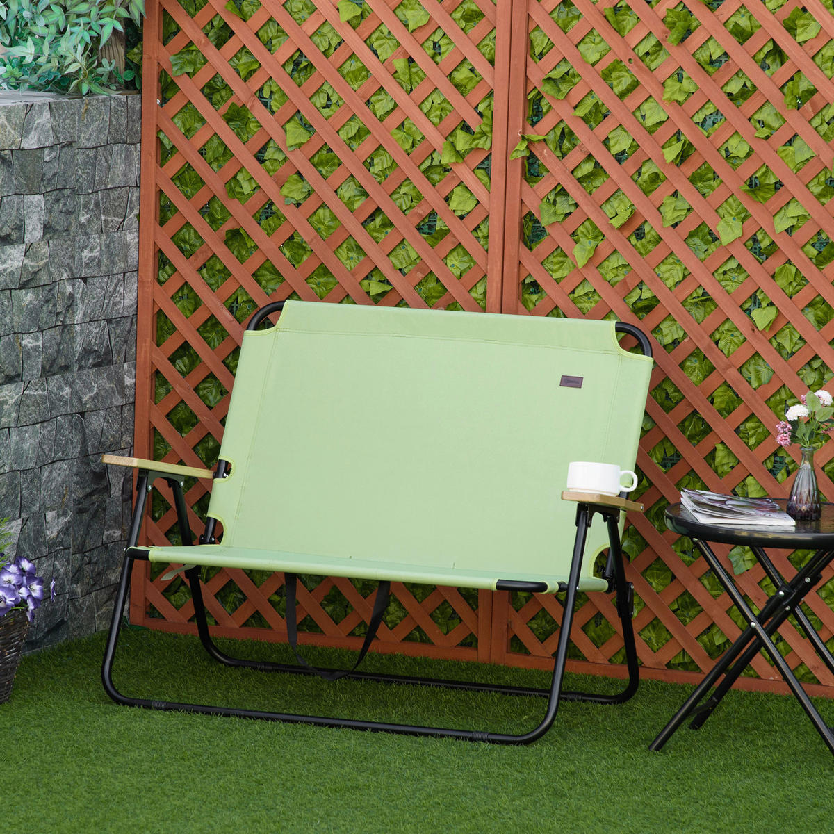 Outsunny Campingstuhl grün Stoff B/H/L: ca. 67x80x141 cm Campingstuhl - grün (141,00/67,00/80,00cm) - Outsunny