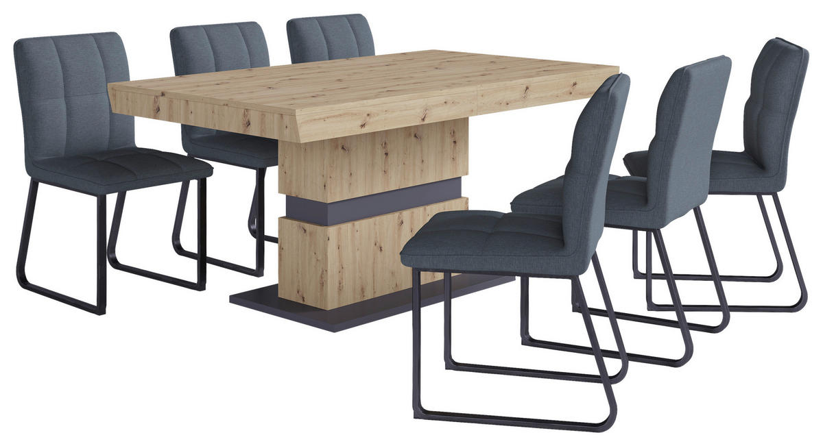 Stuhl TALEA  2er-Set dunkelgrau schwarz Webstoff Metall B/H/T: ca. 46x86x55 cm TALEA  2er-Set - schwarz/dunkelgrau (46,00/86,00/55,00cm) - byLIVING