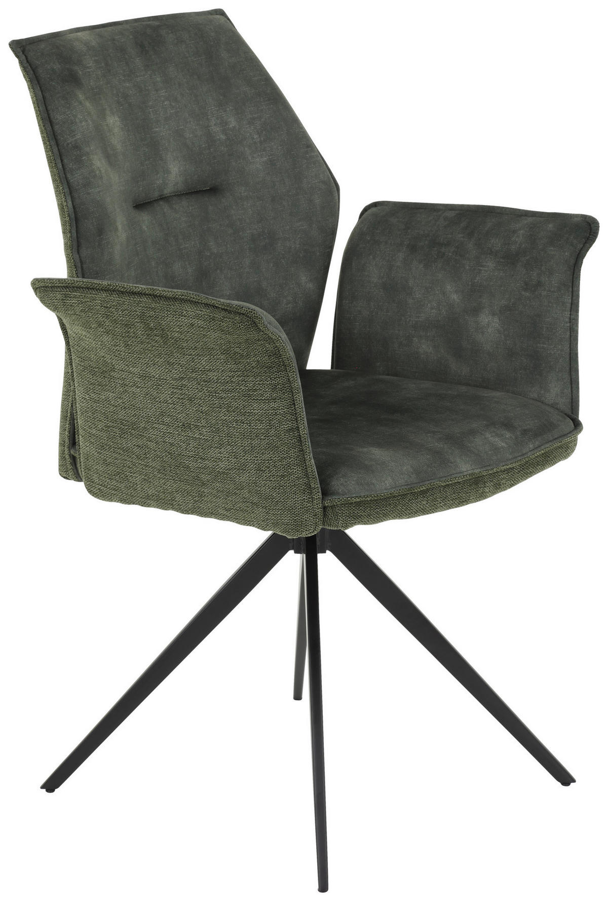 Armlehnstuhl 4er Set SUSANNE grün Vintage schwarz Webstoff Metall Microfaser B/H/T: ca. 65x92x64 cm 4er Set SUSANNE - schwarz/grün (65,00/92,00/64,00cm) - Hela