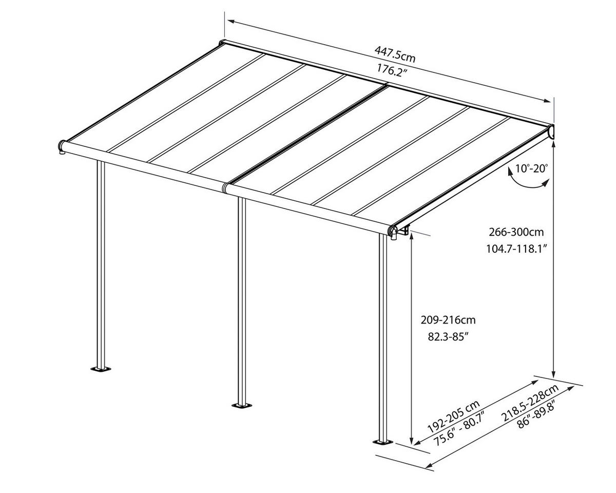 Palram Terrassendach Sierra weiß Aluminium B/H/T: ca. 447x300x230 cm Sierra - weiß (447,00/300,00/230,00cm) - Palram