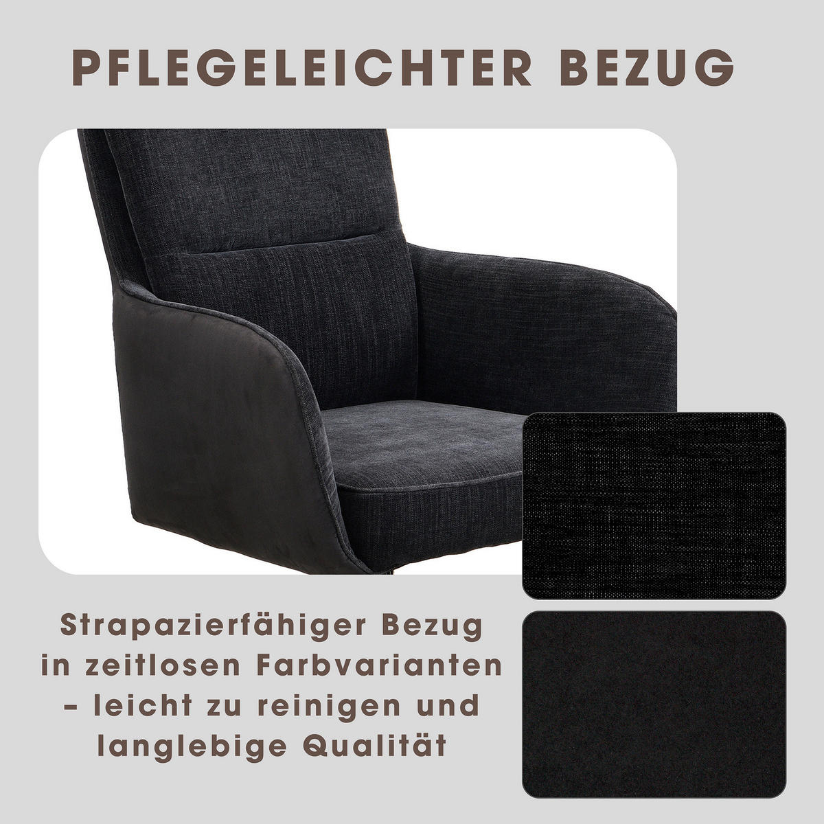 Stuhl TINO schwarz Metall Microfaser B/H/T: ca. 62x94x70 cm TINO - schwarz (62,00/94,00/70,00cm) - byLIVING