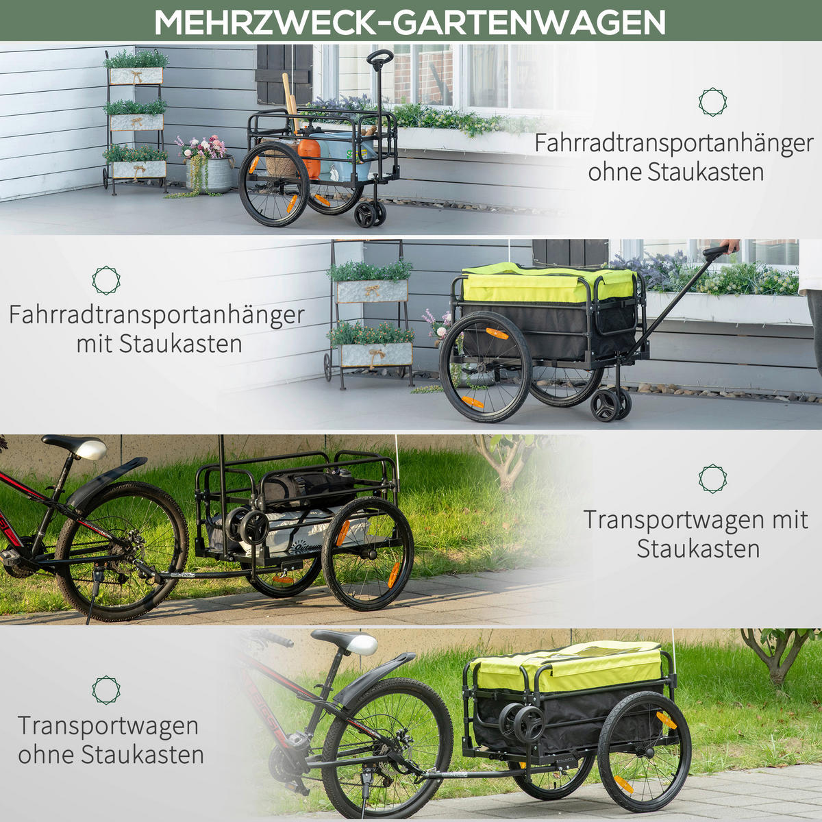 HOMCOM Fahrradanhänger gelb gelb B/H/L: ca. 64x103x130 cm Fahrradanhänger - gelb/schwarz (130,00/64,00/103,00cm) - HOMCOM