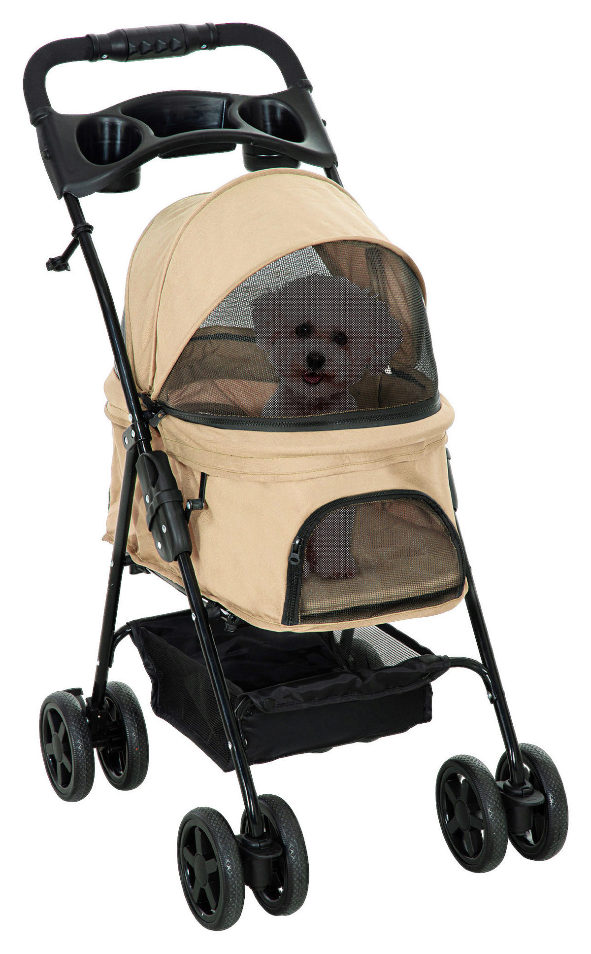 PawHut Hunde-Zubehör khaki Polyester B/H/L: ca. 45x67x96 cm Hundebuggy - khaki (96,00/45,00/67,00cm) - PawHut