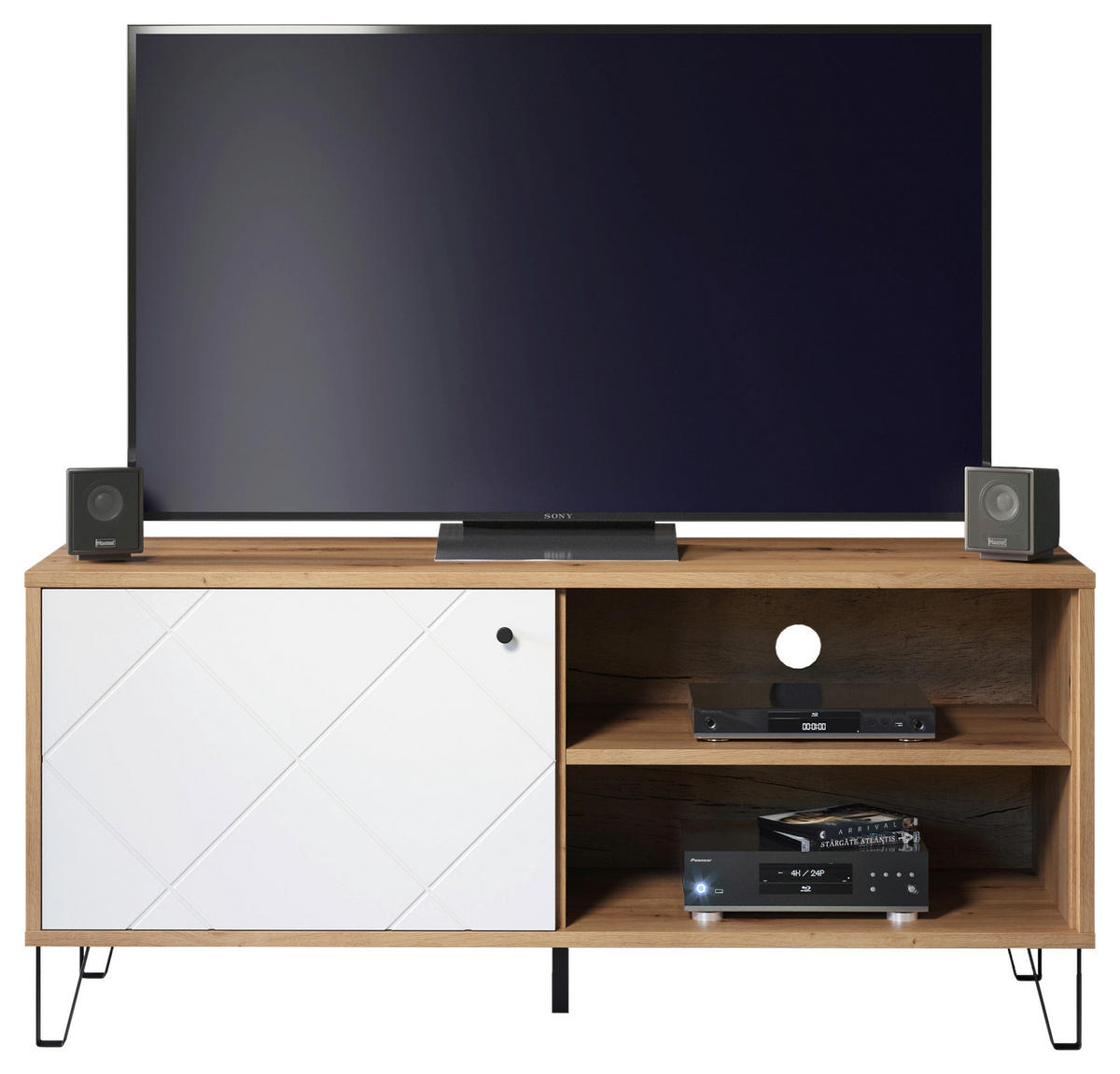 TV-Lowboard Touch weiß matt Eiche Artisan Nachbildung B/H/T: ca. 123x56x40 cm Touch - Eiche/weiß (123,00/56,00/40,00cm) - Trendteam