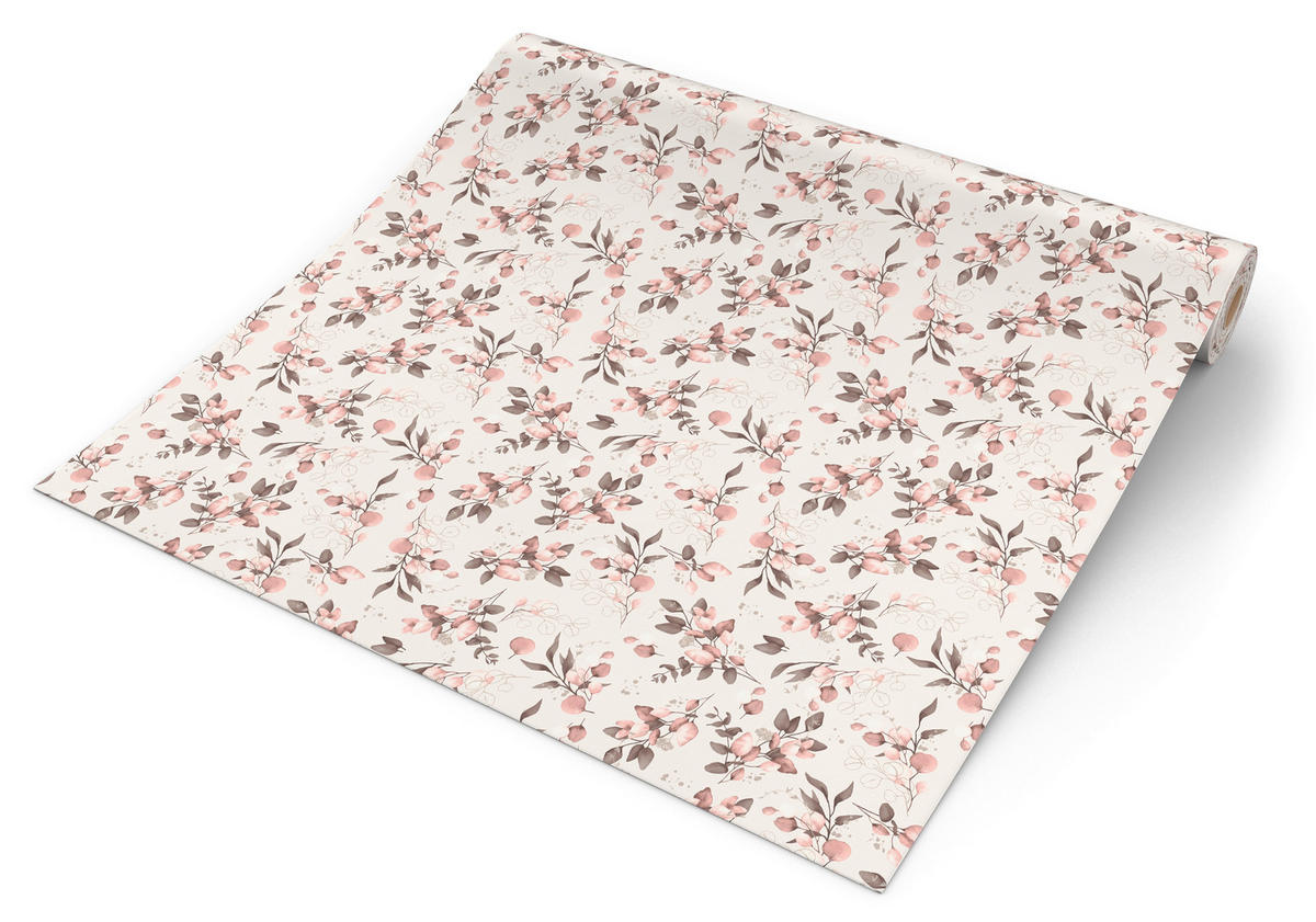 Vliestapete Blätter rosa braun B/L: ca. 53x1005 cm Vliestapete_397681 - braun/rosa (53,00/1005,00cm)