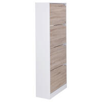 Schuhschrank Eiche Sonoma Nachbildung weiß B/H/T: ca. 60x150x24 cm Schuhschrank - Eiche/weiß (60,00/150,00/24,00cm) - Wohnling
