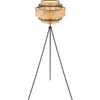 GLOBO Stehleuchte SOENI 15650S schwarz natur Metall MDF H/D: ca. 150x60 cm E27 1 Brennstellen SOENI - natur/schwarz (60,00/150,00cm) - GLOBO