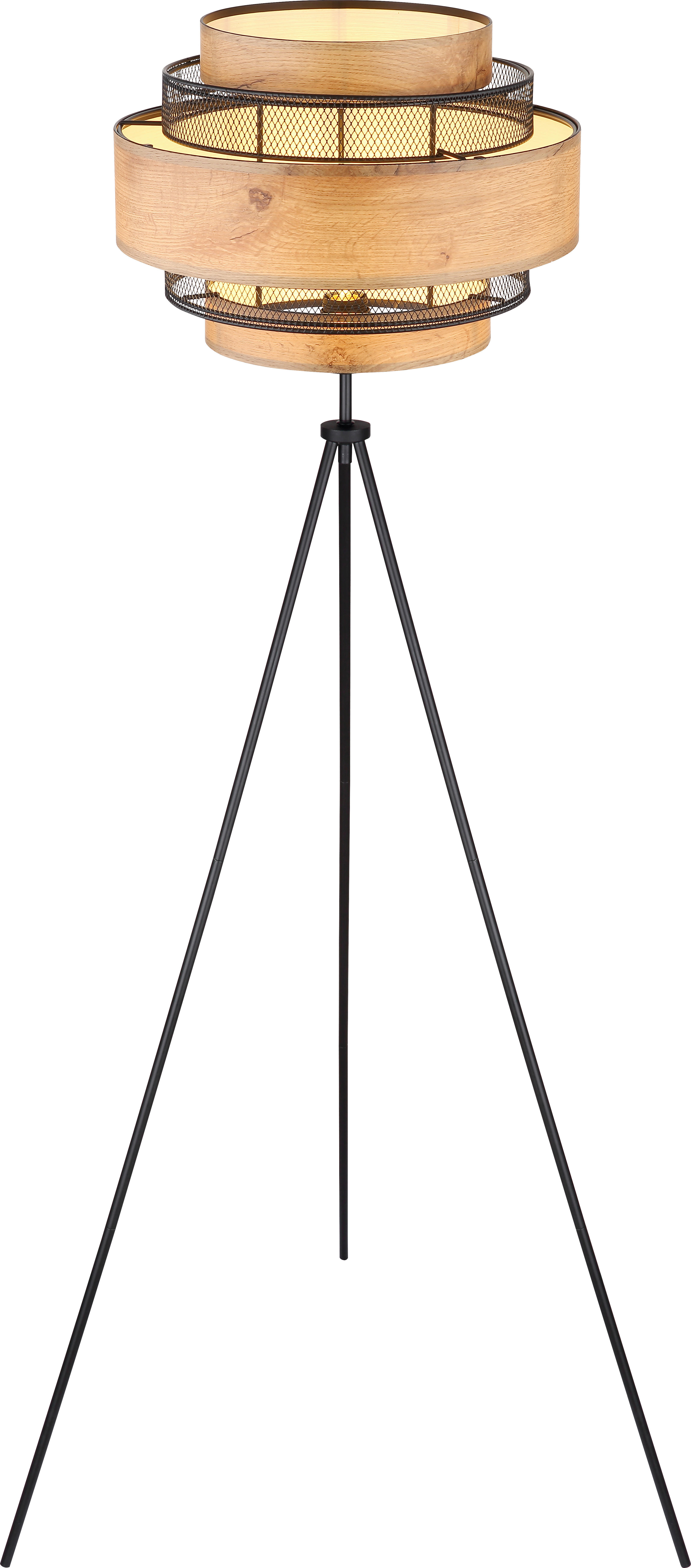 GLOBO Stehleuchte SOENI 15650S schwarz natur Metall MDF H/D: ca. 150x60 cm günstig online kaufen