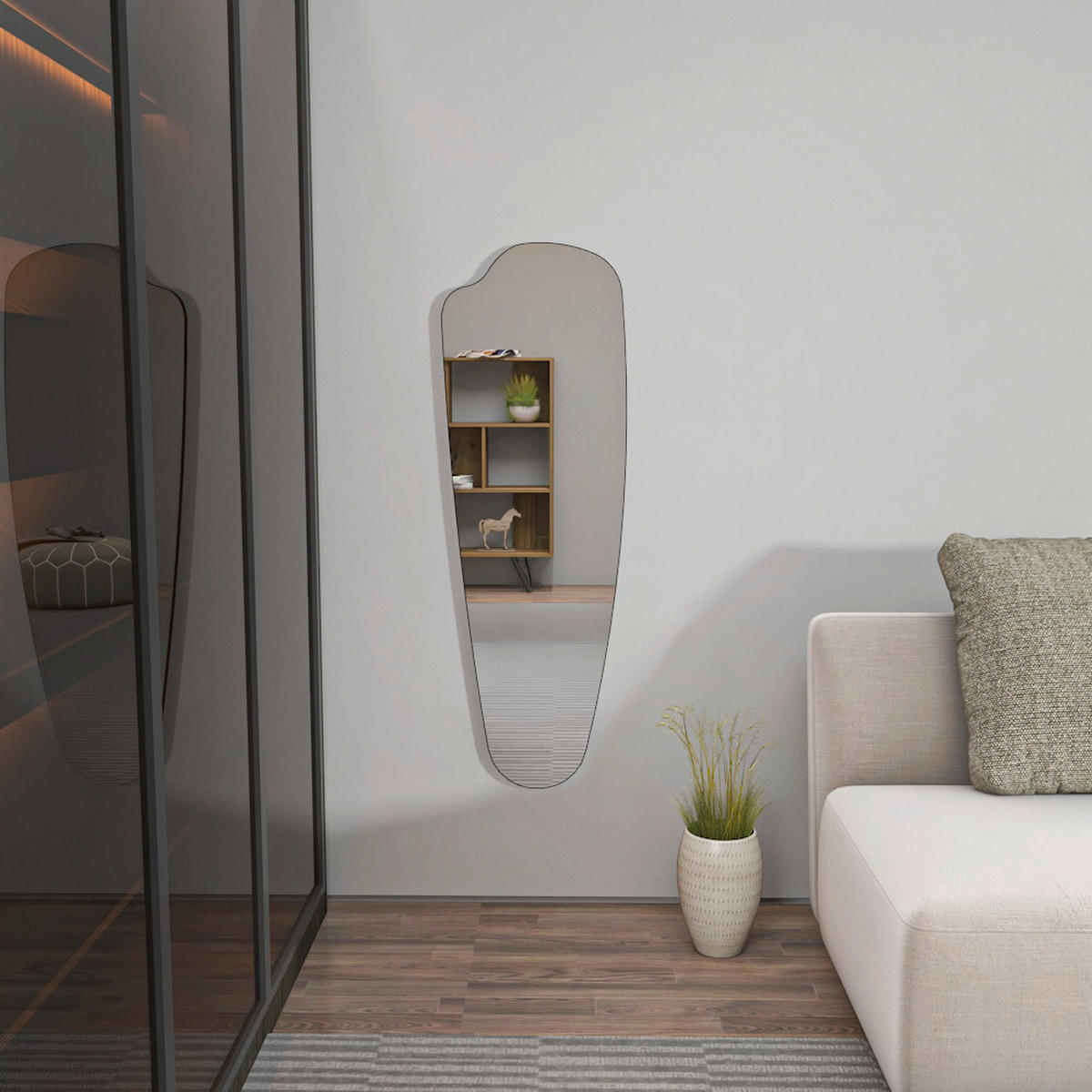 Wandspiegel Reos silber Optik Glas B/H/T: ca. 40x120x2,2 cm Reos - silber (40,00/120,00/2,20cm) - moebel17