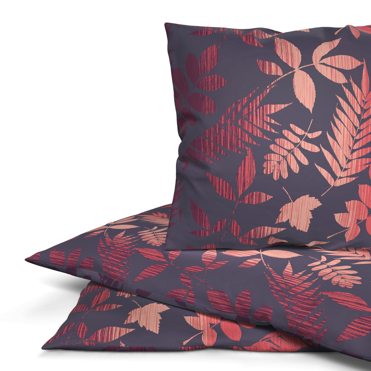 Baumwoll Bettwäsche Cotton touch Bettwäsche_Cotton-Touch Laub - lila/bordeaux (135,00/200,00cm) - Sensation