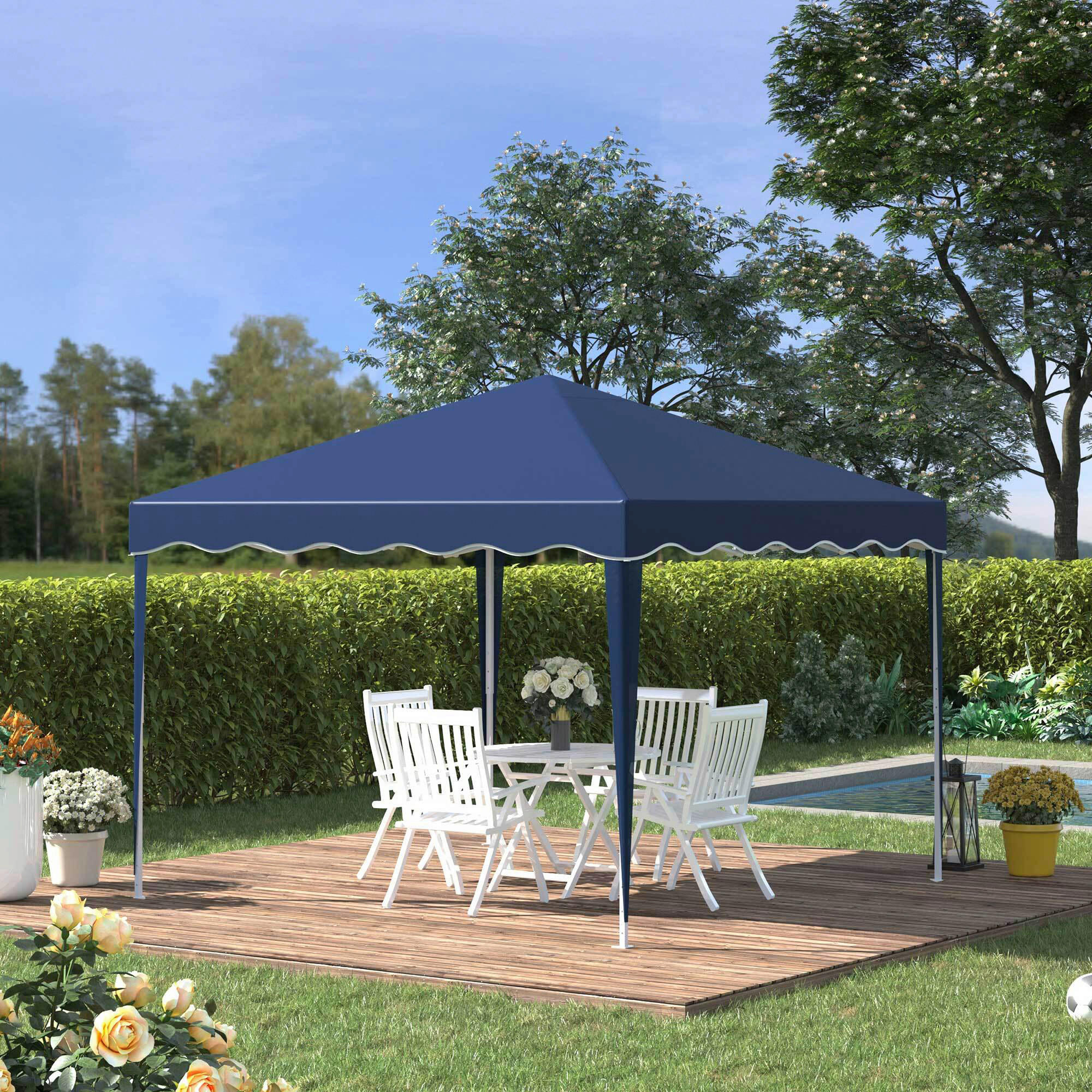 Outsunny Faltpavillon blau Stahl B/H/L: ca. 295x260x295 cm Faltpavillon - blau (295,00/295,00/260,00cm) - Outsunny