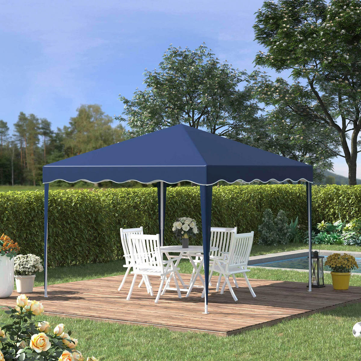 Outsunny Faltpavillon blau Stahl B/H/L: ca. 295x260x295 cm Faltpavillon - blau (295,00/295,00/260,00cm) - Outsunny