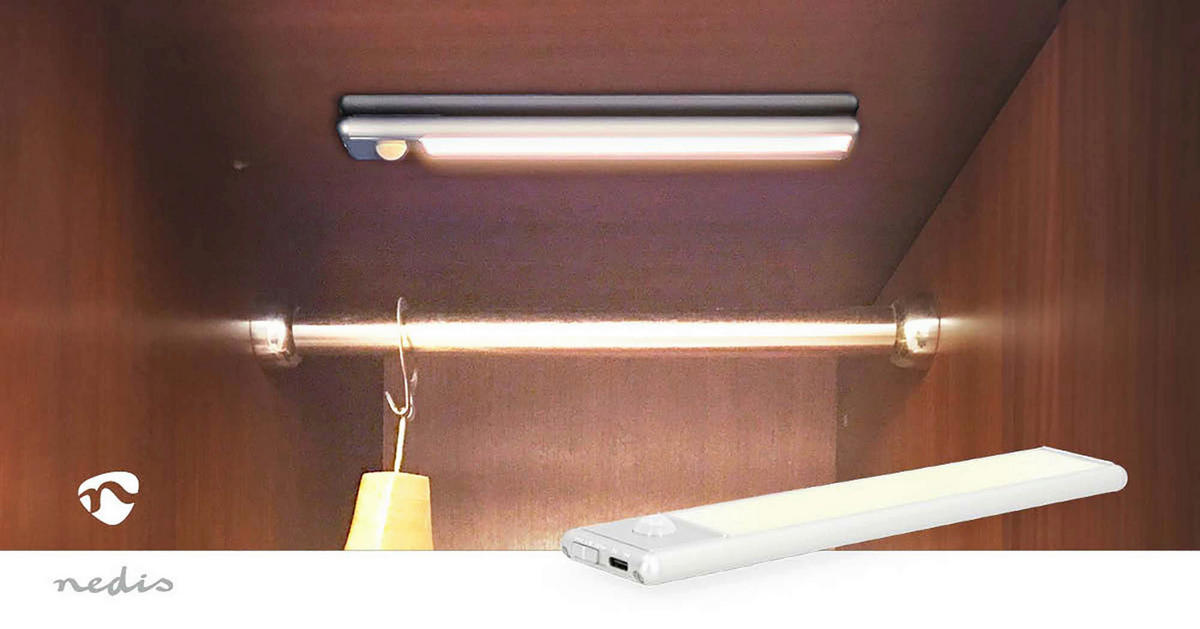 Nedis Schrankleuchte silber Aluminium Polycarbonat B/H/L: ca. 4x20,5x1,4 cm Schrankleuchte_Nedis - silber (1,40/4,00/20,50cm) - Nedis
