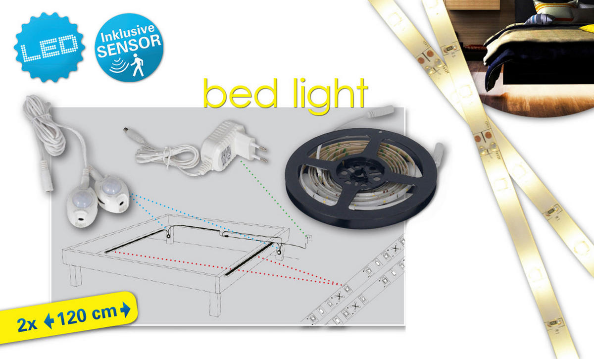 Näve Leuchten Unterbett-LED-Streifen warmweiß Kunststoff B/H/T: ca. 240x0,2x0,8 cm Unterbett-LED-Streifen - warmweiß (240,00/0,20/0,80cm) - Näve Leuchten