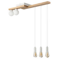 Lamkur Pendelleuchte weiß Holz B/H/L: ca. 20x86x84 cm G9 2 Brennstellen CORTINA - weiß (84,00/20,00/86,00cm) - Lamkur