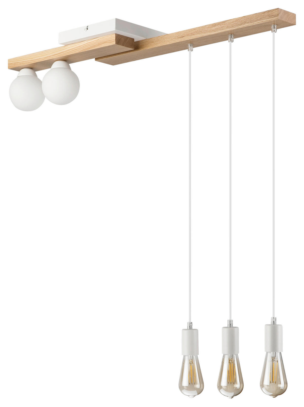 Lamkur Pendelleuchte weiß Holz B/H/L: ca. 20x86x84 cm G9 2 Brennstellen CORTINA - weiß (84,00/20,00/86,00cm) - Lamkur
