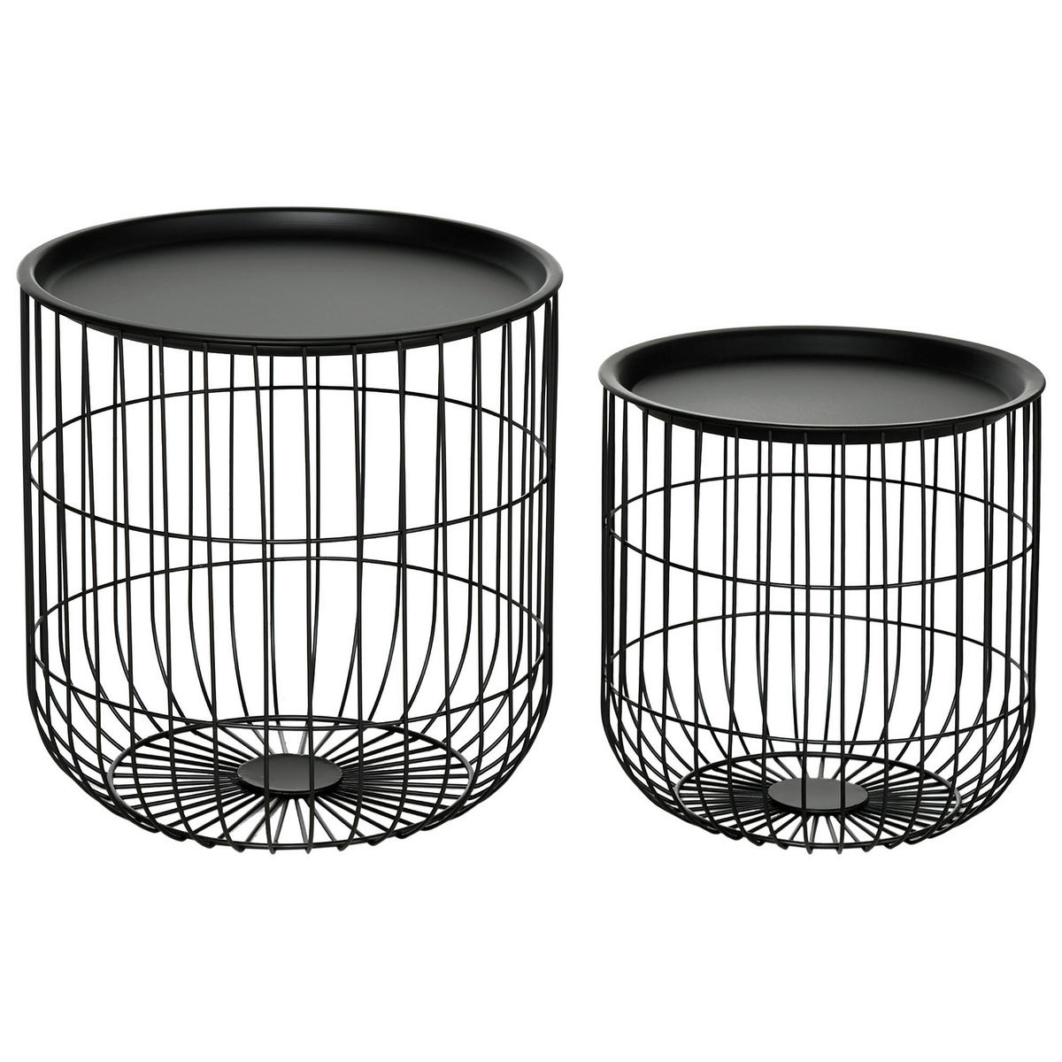 HOMCOM Beistelltisch schwarz Polypropylen B/H/L: ca. 40x40x40 cm Beistelltisch_Set - schwarz (40,00/40,00/40,00cm) - HOMCOM