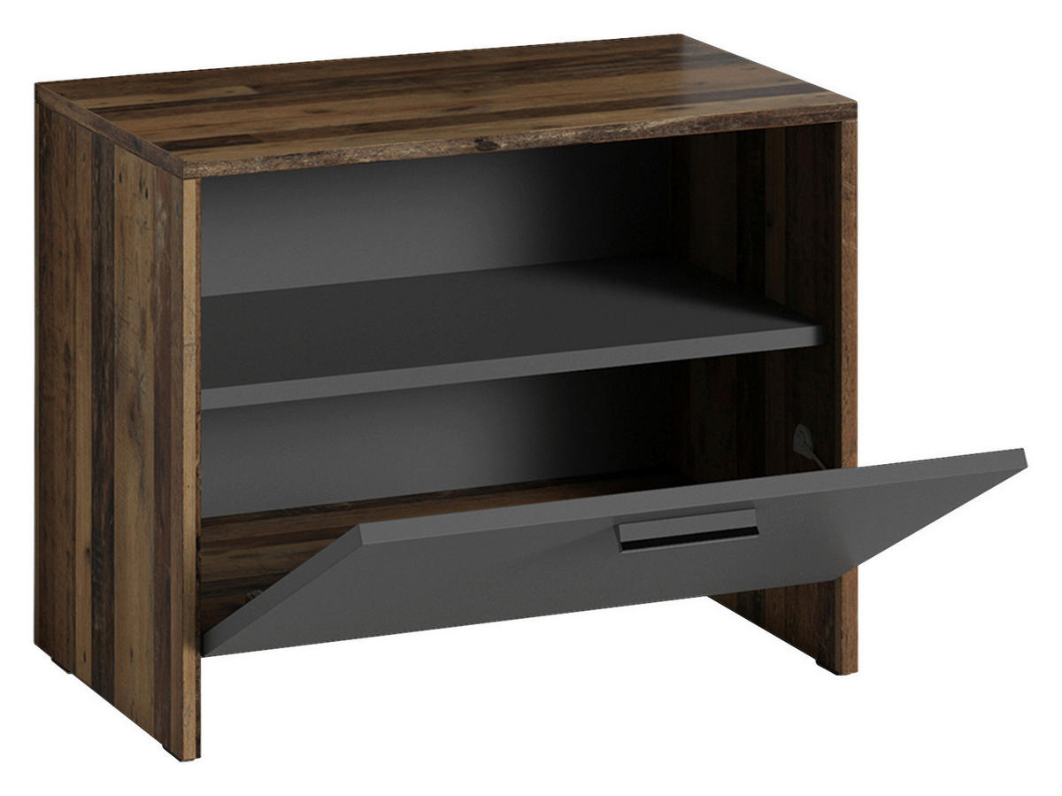 Bank BEN Eiche Old Wood Nachbildung anthrazit B/H/T: ca. 60x48x35 cm BEN - Eiche/anthrazit (60,00/48,00/35,00cm) - byLIVING