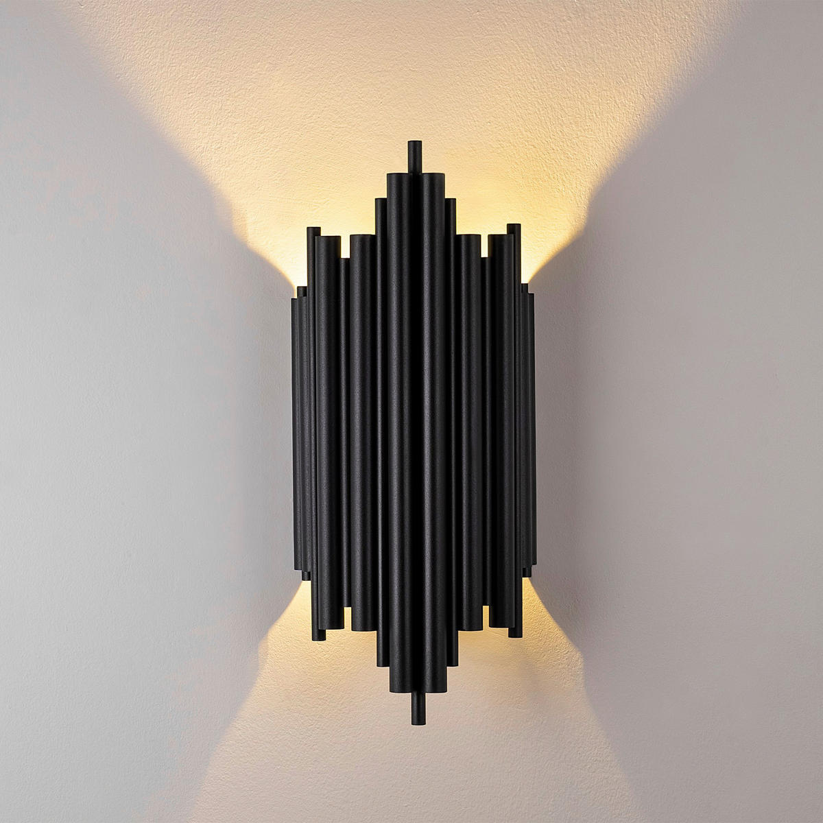 Opviq Wandleuchte Reis schwarz Metall B/H/T/L: ca. 22x50x22x11 cm E14 1 Brennstellen Reis - schwarz (11,00/22,00/50,00cm) - Opviq