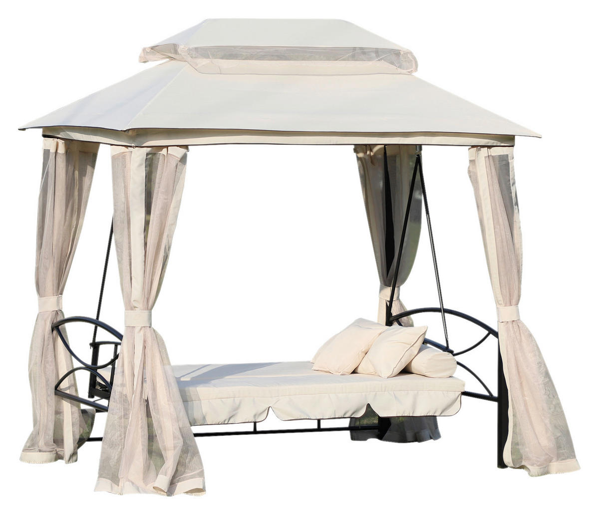 Outsunny Hollywoodschaukel beige Stahl B/H/L: ca. 165x243x245 cm Hollywoodschaukel - beige/schwarz (245,00/165,00/243,00cm) - Outsunny