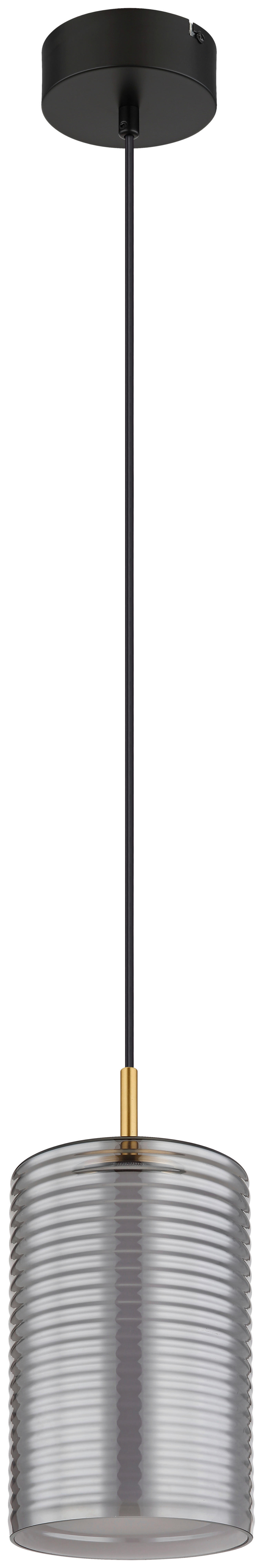 GLOBO LED-Pendelleuchte messing Rauch mattschwarz Glas Metall Aluminium H/D: ca. 150x18 cm LAMPIGNA - messing/Rauch (18,00/150,00cm) - GLOBO