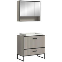 Badezimmer-Set BAGNO schwarz Kaschmirgrau Nachbildung B/H/T: ca. 80x192x48 cm BAGNO - schwarz (80,00/192,00/48,00cm) - xonox.home