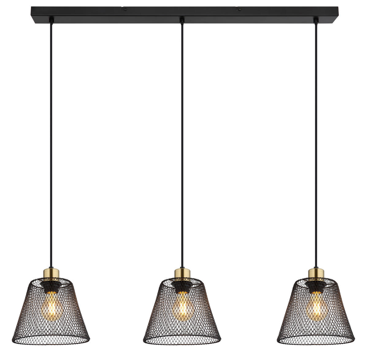 GLOBO Pendelleuchte schwarz Metall B/H/T: ca. 20x120x90 cm E27 3 Brennstellen BAKU - schwarz (20,00/120,00/90,00cm) - GLOBO