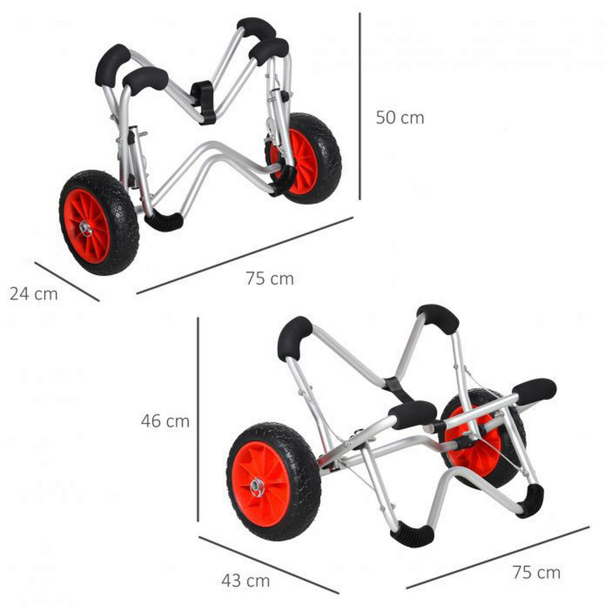 HOMCOM Bootswagen silber Aluminium B/H/L: ca. 43x46x75 cm Bootswagen - silber (75,00/43,00/46,00cm) - HOMCOM