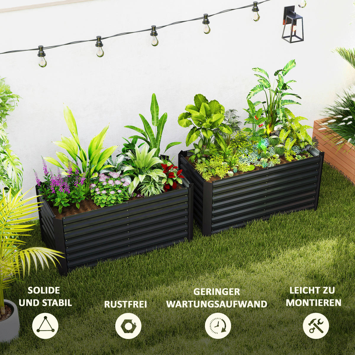 Outsunny Hochbeet 2er Set dunkelgrau Stahl B/H/L: ca. 60x60x120 cm Hochbeet 2er Set - dunkelgrau (120,00/60,00/60,00cm) - Outsunny